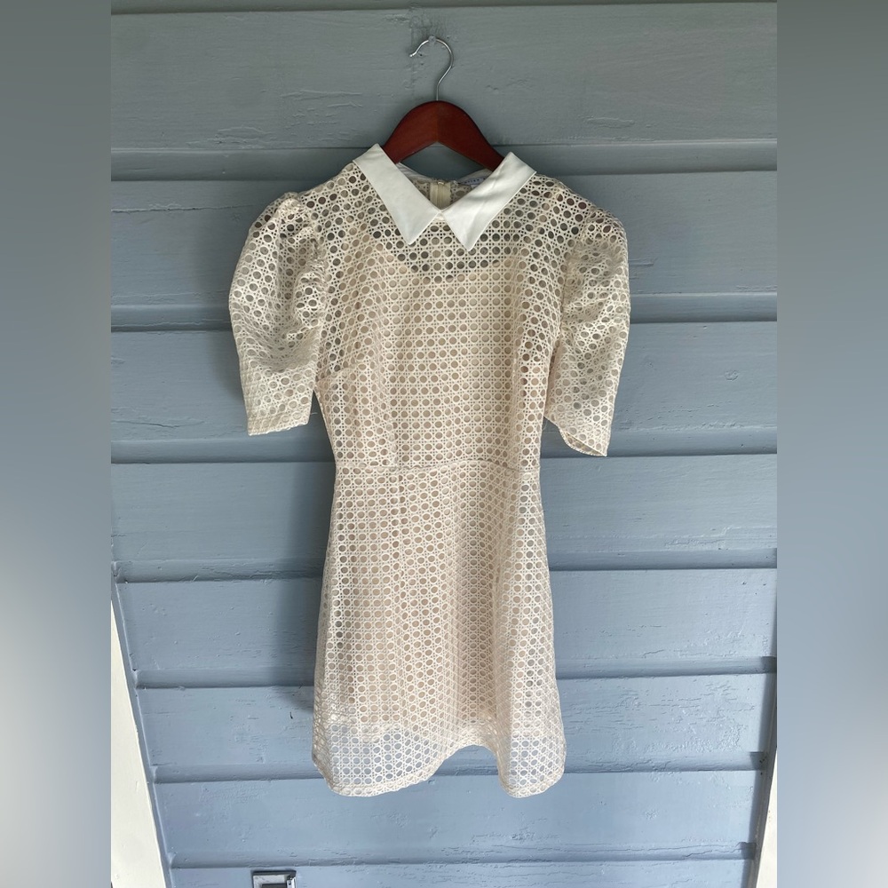 English Factory Eyelet Lace Cottagecore Cutecore Puff Sleeve XS Mini Dress